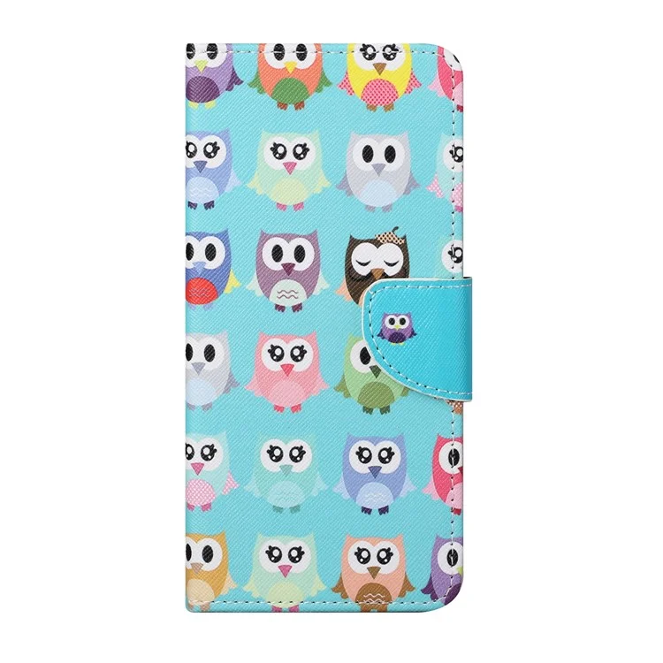 Impresión de Patrones Textura Cruzada de la Billetera de Cuero Case Protectora Para Samsung Galaxy S21+ - Búhos