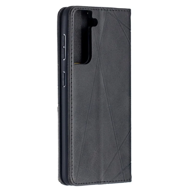 Auto-Absorbed Geometric Pattern Leather Case with Card Slots for Samsung Galaxy S21 4G / 5G - Black