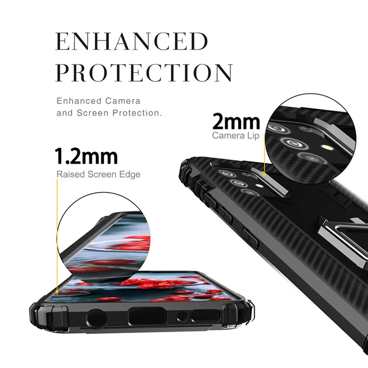 TPU Phone Protector Shell with Finger Ring Kickstand for Samsung Galaxy M51 (without Fingerprint Version) - Black