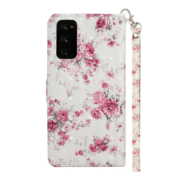 Pour Samsung Galaxy S20 fe 4g / 5g / S20 Lite / S20 fe 2022 Light Spot Decor Père Portefeuille Portefeuille Support Téléphone en Cuir Avec Sangle - Belle Fleur