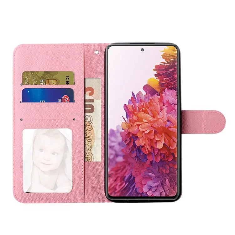 Pour Samsung Galaxy S20 fe 4g / 5g / S20 Lite / S20 fe 2022 Light Spot Decor Père Portefeuille Portefeuille Support Téléphone en Cuir Avec Sangle - Belle Fleur