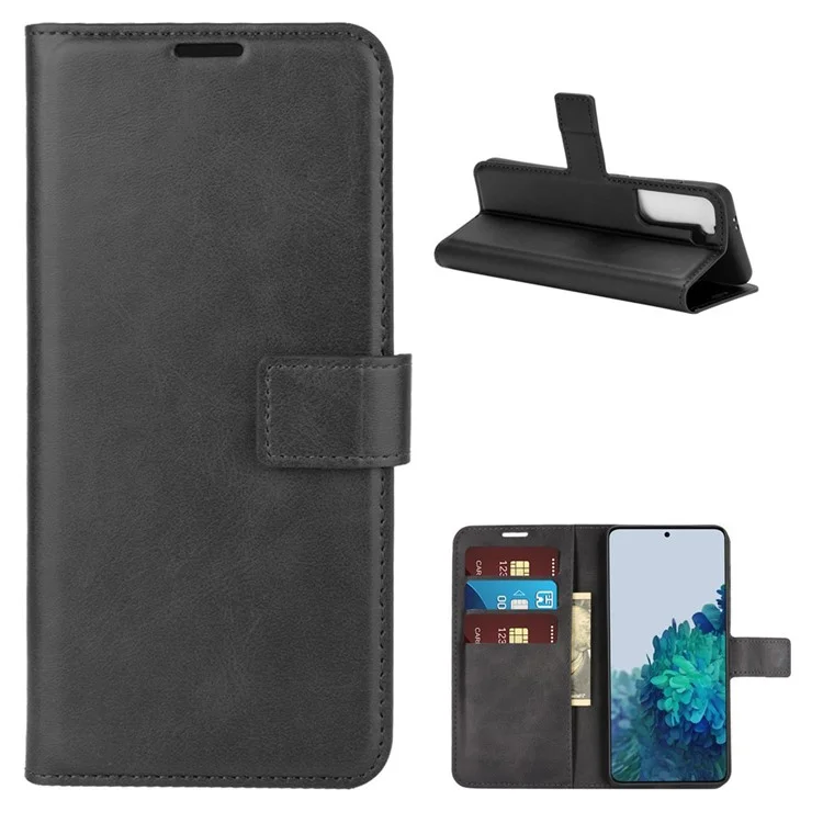 Capacidad Protectora de Teléfono de Cuero de Billetera de Hebilla Magnética Para Samsung Galaxy S21 5G/S21 4G - Negro