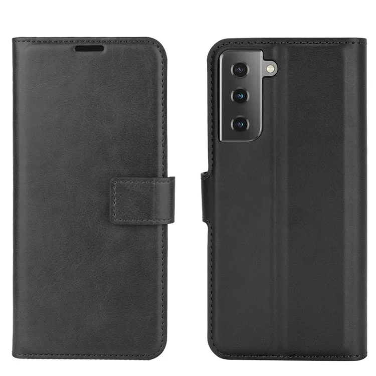 Magnetic Buckle Wallet Leather Phone Protective Shell for Samsung Galaxy S21 5G/S21 4G - Black