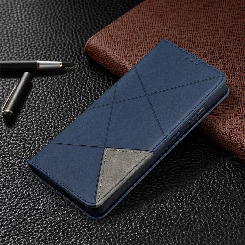 Geometric Pattern Stand Leather Case with Card Slots for Samsung Galaxy S21 Ultra 5G - Blue