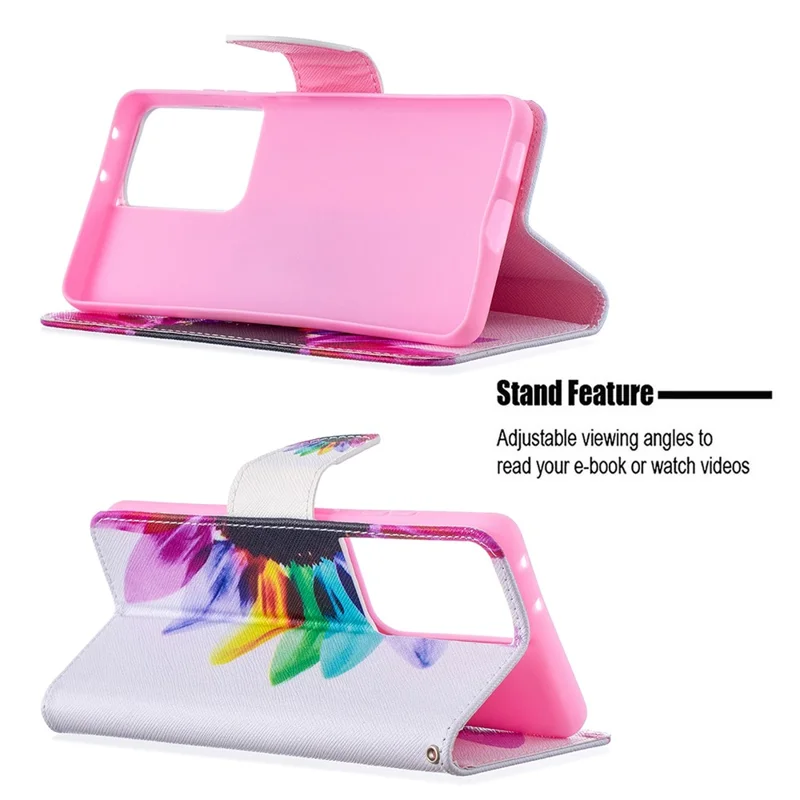Hot Style Pattern Printing Stand Case Cover for Samsung Galaxy S21 Ultra 5G - Flower