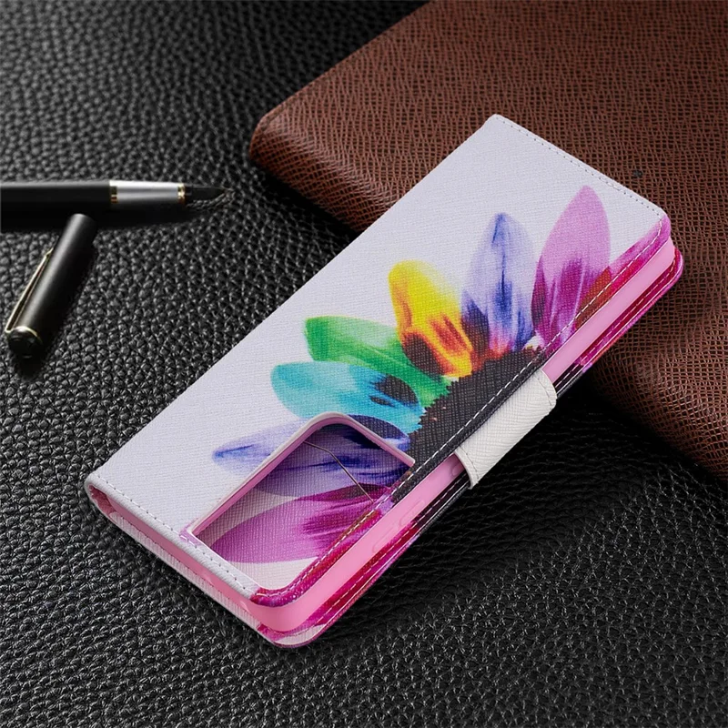 Hot Style Pattern Printing Stand Case Cover for Samsung Galaxy S21 Ultra 5G - Flower