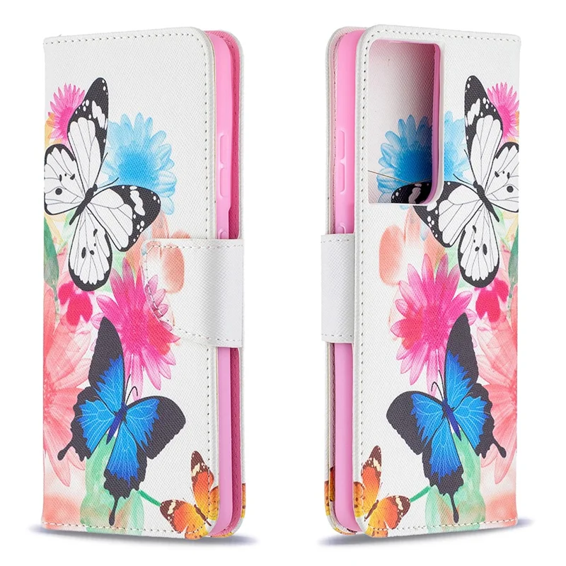 Hot Style Pattern Printing Stand Case Cover for Samsung Galaxy S21 Ultra 5G - Two Butterfly