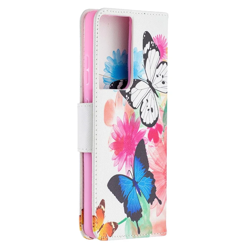 Hot Style Pattern Printing Stand Case Cover for Samsung Galaxy S21 Ultra 5G - Two Butterfly