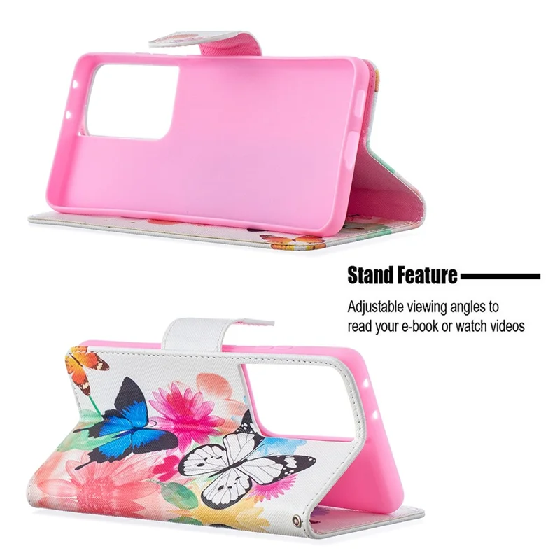 Hot Style Pattern Printing Stand Case Cover for Samsung Galaxy S21 Ultra 5G - Two Butterfly