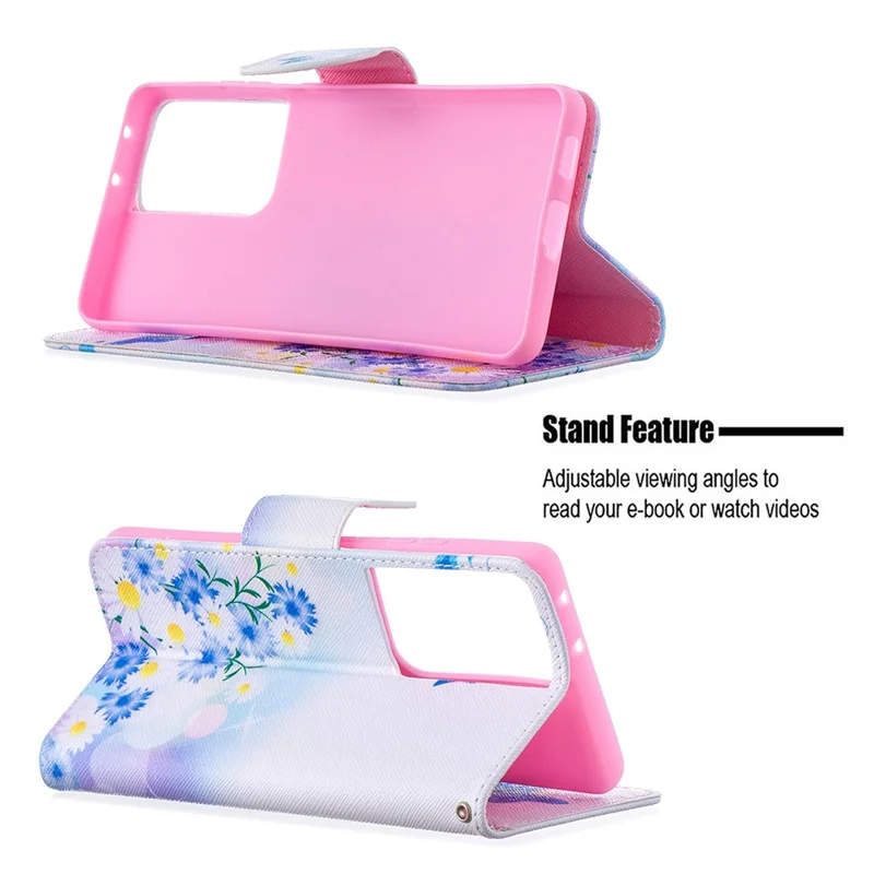 Hot Style Pattern Printing Stand Case Cover for Samsung Galaxy S21 Ultra 5G - Butterfly and Flower