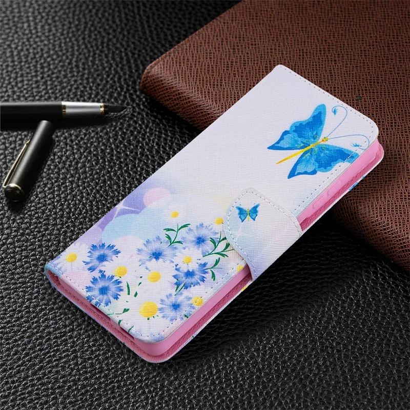 Hot Style Pattern Printing Stand Case Cover for Samsung Galaxy S21 Ultra 5G - Butterfly and Flower