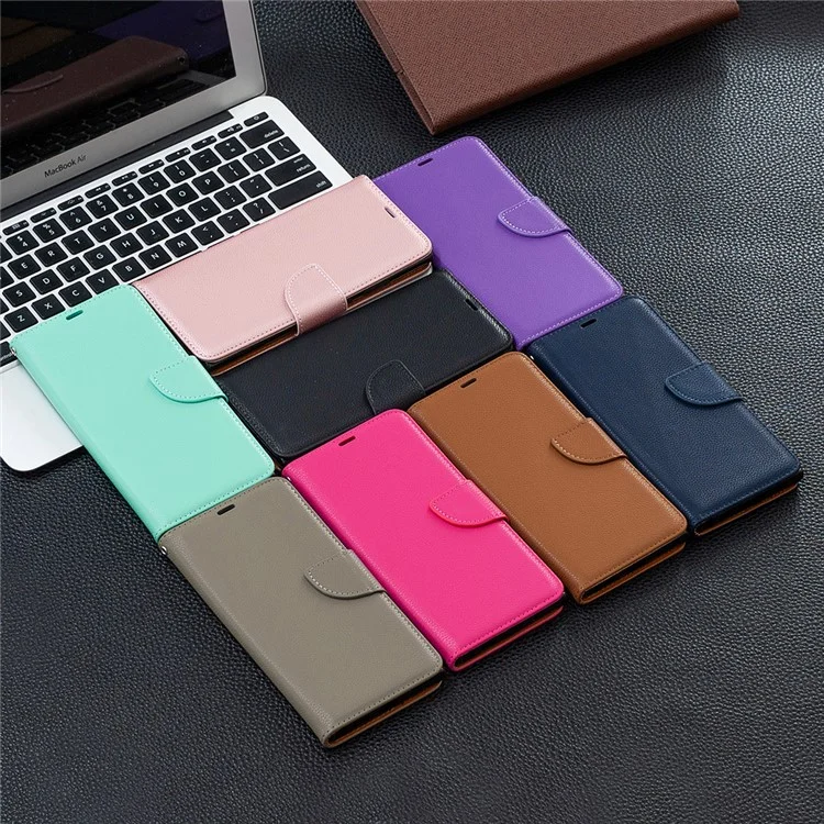 Litchi Skin Cartlet Leather Stand Case Para Samsung Galaxy S21 Ultra 5G - Preto