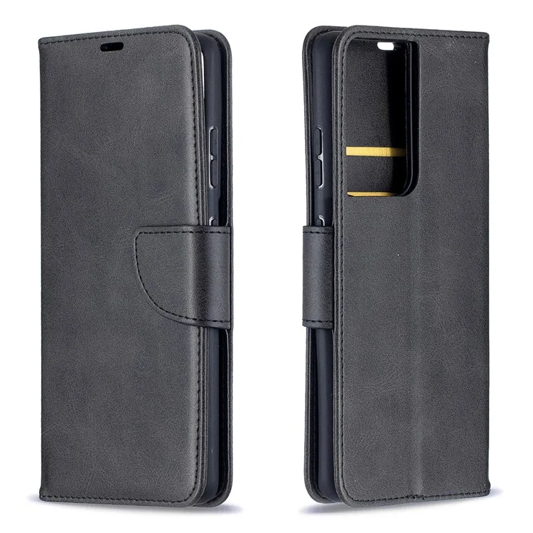 Solid Colure cu Leater Phone Chane Для Samsung Galaxy S21 Ultra 5G - Черный