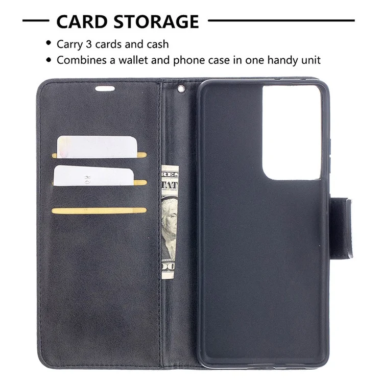 Solid Colure cu Leater Phone Chane Для Samsung Galaxy S21 Ultra 5G - Черный