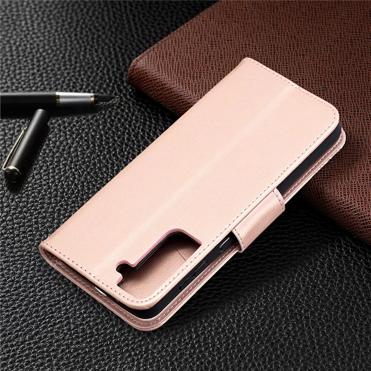 Imprint Butterflies Pattern Wallet Stand Leather Phone Cover pour Samsung Galaxy S21+ 5G - Or