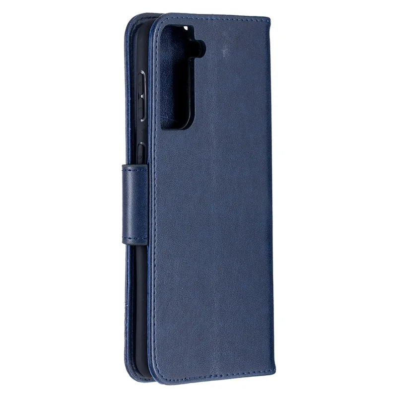 Imprint Butterflies Pattern Wallet Stand Leather Phone Cover for Samsung Galaxy S21+ 5G - Dark Blue