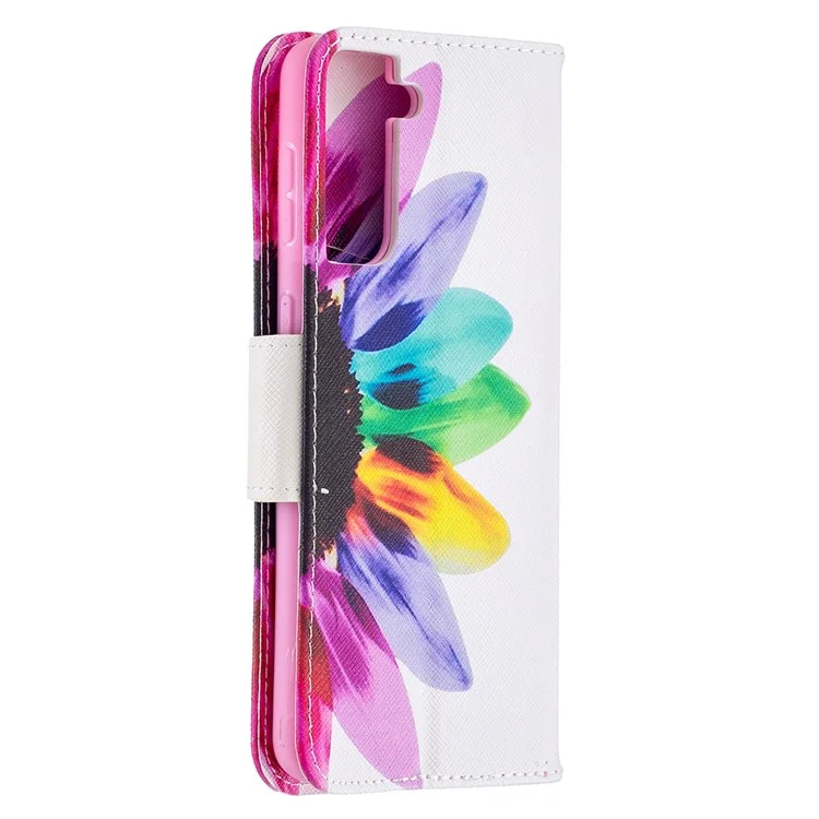 Hot Style Pattern Imprimer Stand Téléphone Couverture du Samsung Galaxy S21 + 5G - Fleur
