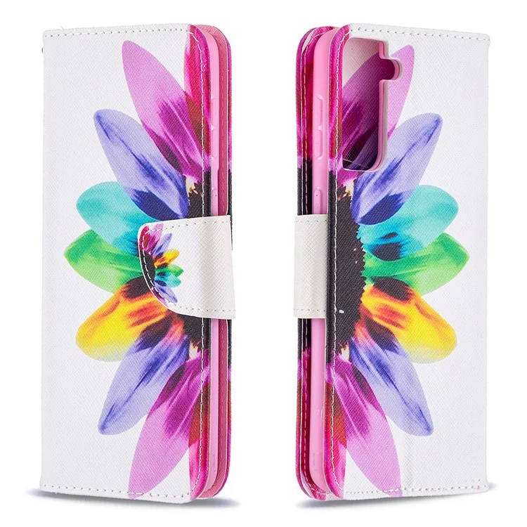 Hot Style Pattern Imprimer Stand Téléphone Couverture du Samsung Galaxy S21 + 5G - Fleur