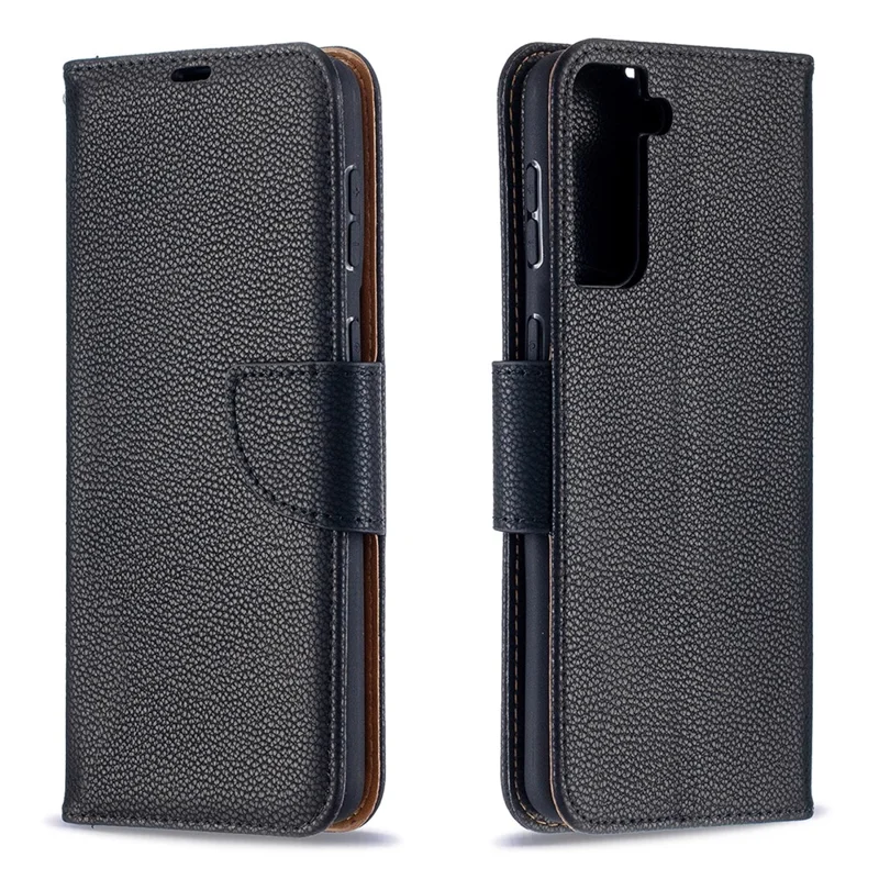 Futera z portfelem z fakturą skóry z teksturą lichańczyka do Samsung Galaxy S21+ 5G - Czarny