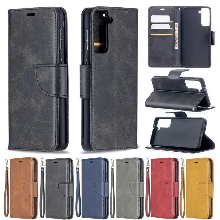 PU Leather Wallet Stylish Smartphone Case for Samsung Galaxy S21 5G/S21 4G - Black