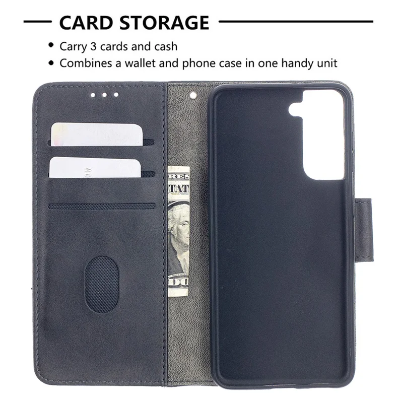 BF04 Splicing Crocodile Texture Wallet Stand Leather Cover for Samsung Galaxy S21 5G/S21 4G - Black