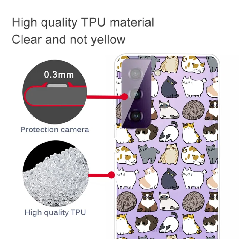 Pattern Printing IMD TPU Cell Phone Case for Samsung Galaxy S21 4G/5G Soft Shell - Cats