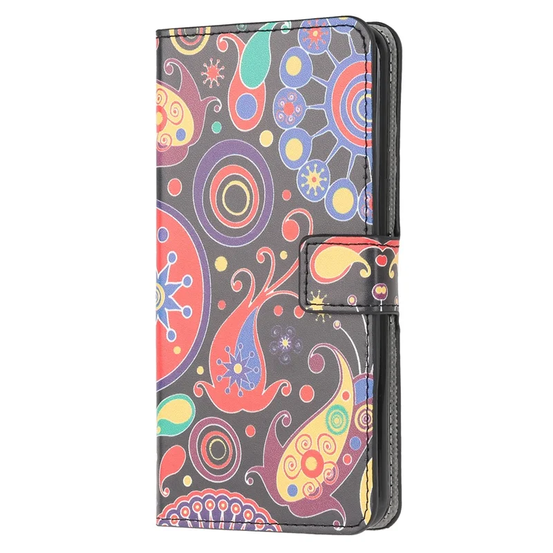 Wallet Stand Leather Pattern Printing Protective Case for Samsung Galaxy A12 - Colorful Circle