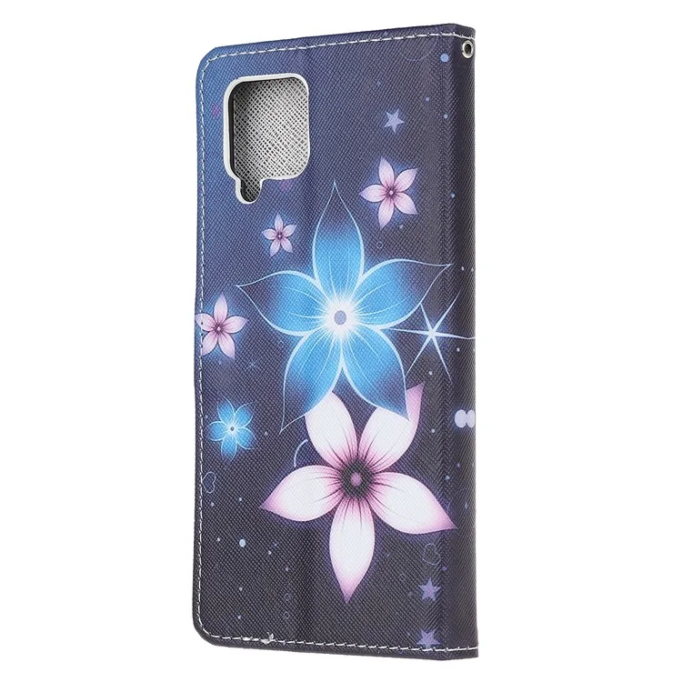 Portafoglio in pelle con motivo a trama incrociata e supporto per telefono, custodia protettiva per Samsung Galaxy A12 - Fiore