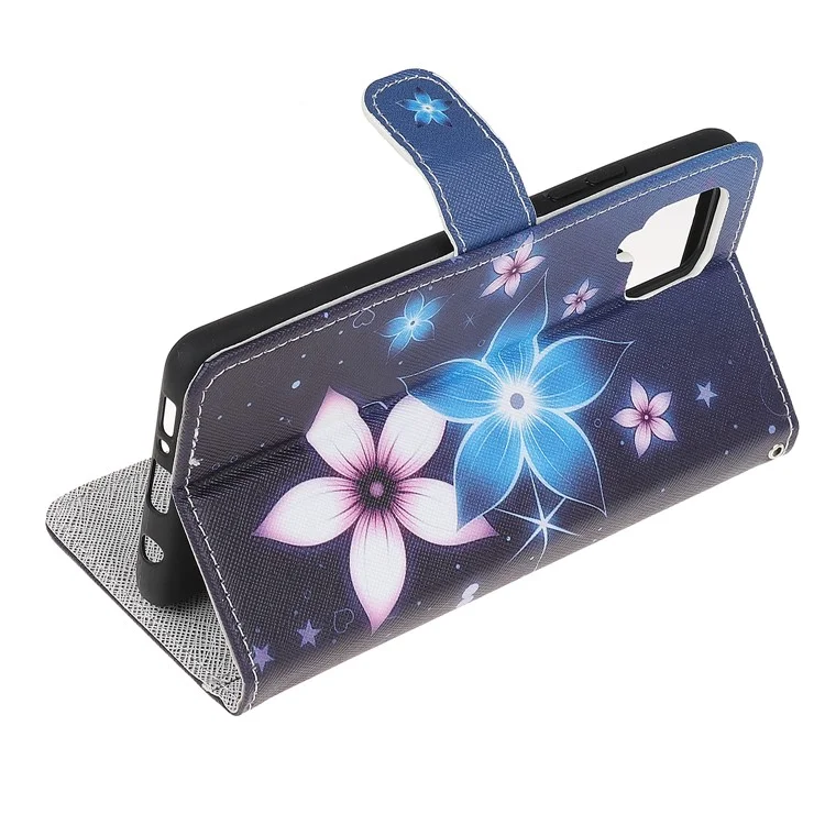 Portafoglio in pelle con motivo a trama incrociata e supporto per telefono, custodia protettiva per Samsung Galaxy A12 - Fiore