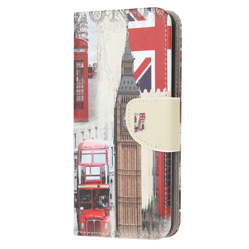 Pattern Printing Cross Texture Leather Wallet Phone Stand Protective Case for Samsung Galaxy A12 - Big Ben