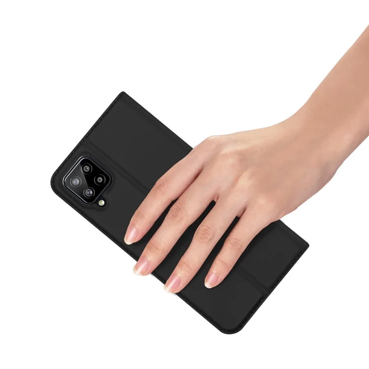 DUX DUCIS Skin Pro Series para Samsung Galaxy A12/M12 Funciones de Soporte Folio Flip Funda de Piel con Tarjetero - Negro