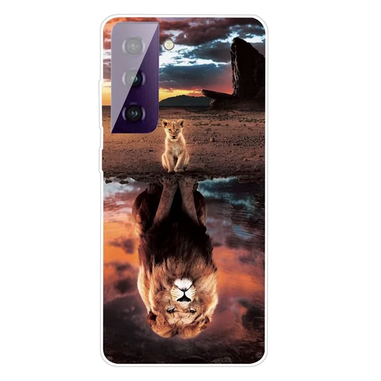 Animals Pattern Printing Series TPU Phone Cover Case for Samsung Galaxy S21 4G/5G - Lion