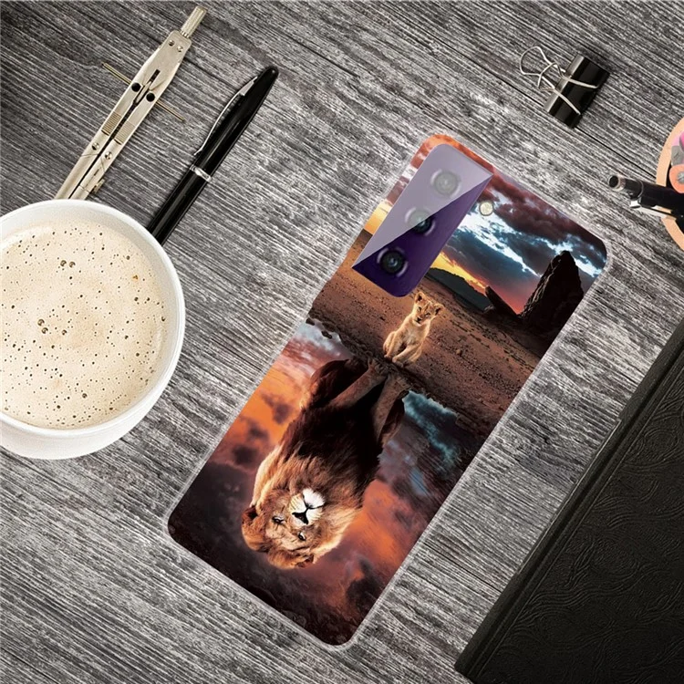 Animals Pattern Printing Series TPU Phone Cover Case for Samsung Galaxy S21 4G/5G - Lion