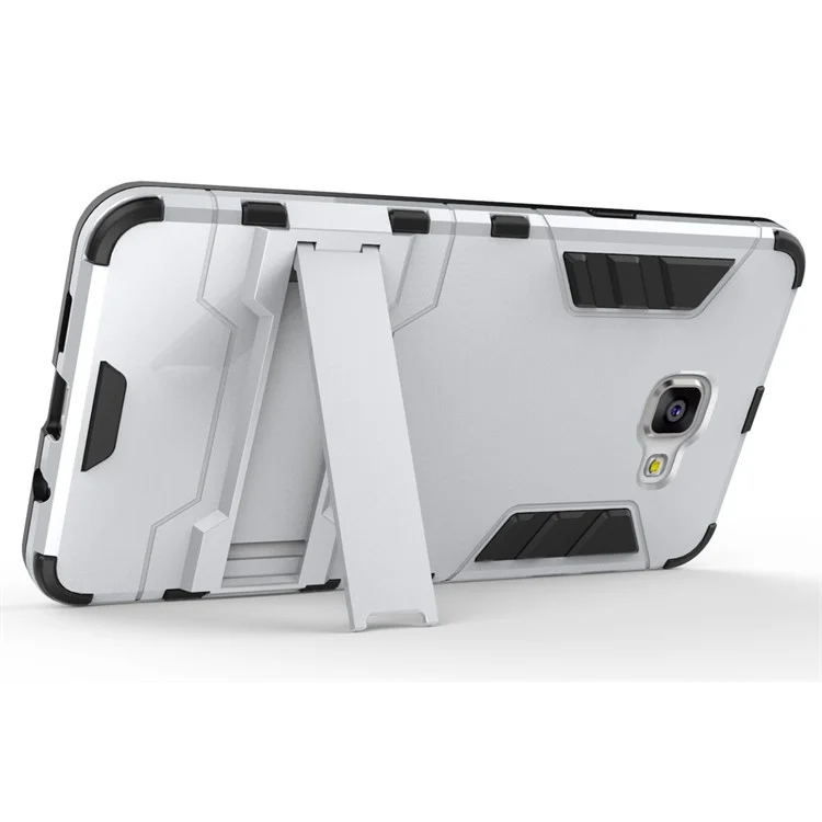 2-piece Solid PC + TPU Case with Kickstand for Samsung Galaxy A9 Pro (2016) - Silver