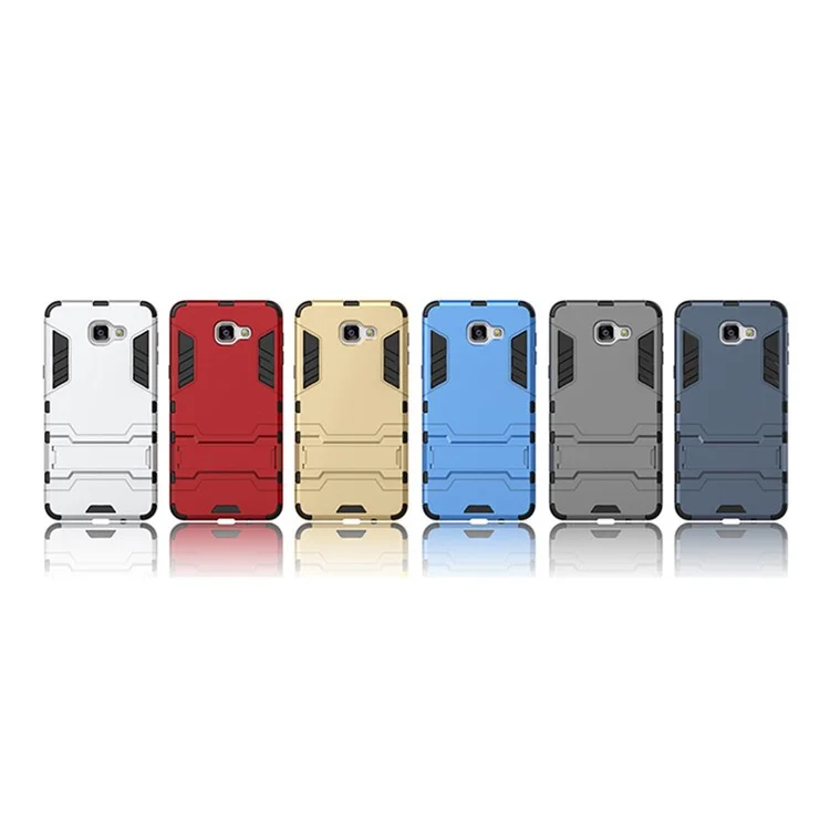 2-piece Solid PC + TPU Case with Kickstand for Samsung Galaxy A9 Pro (2016) - Silver