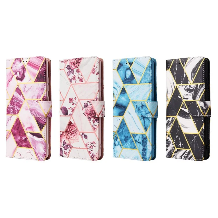 For Samsung Galaxy S20 FE 4G/5G/S20 Lite/S20 FE 2022 Lacquered Marble Pattern Leather Protection Case - Black