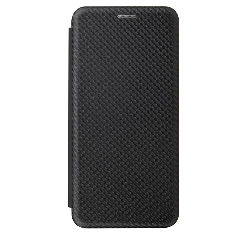 Anti-scratch Carbon Fiber Texture Auto-absorbed Leather Case for Samsung Galaxy S21 Ultra 5G Protective Shell - Black