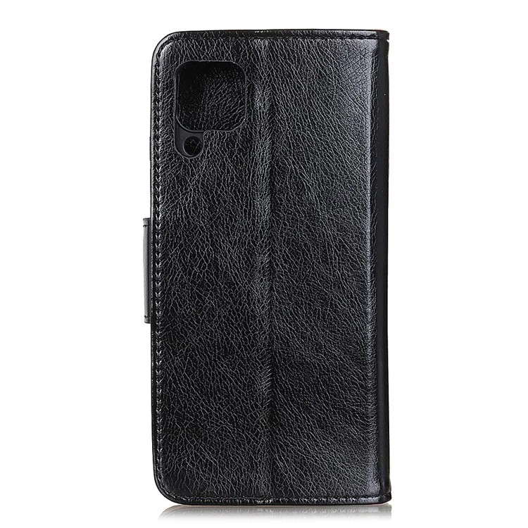 Étui de Téléphone à Étalage Pour Samsung Galaxy A12 Nappa Texture Split le Cuir Flip Flio Cover Protective Phone Shel Avec Portefeuille Stand - le Noir