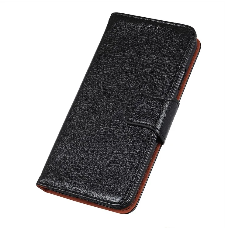 Schockdes Telefongehäuse Für Samsung Galaxy A12 Nappa Textur Split Leder Flip Folio Cover Schutz Telefonschale Mit Stand Wallet - Schwarz