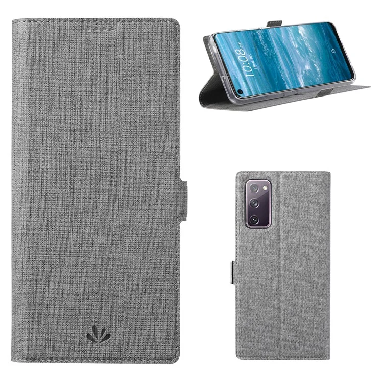 VILI K Series para Samsung Galaxy S20 FE 4G/5G/S20 Lite/S20 FE 2022 Carteira Stand Capa de Couro - Cinza