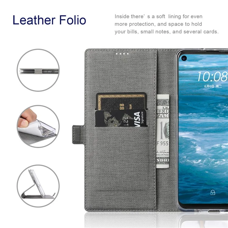 VILI K Series para Samsung Galaxy S20 FE 4G/5G/S20 Lite/S20 FE 2022 Carteira Stand Capa de Couro - Cinza