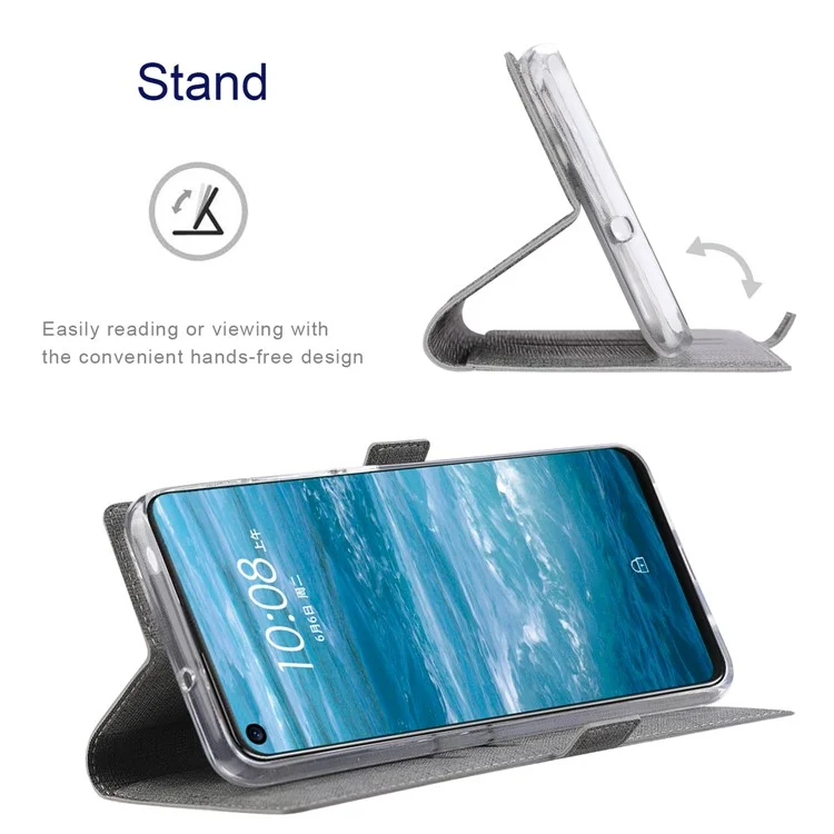 VILI K Series para Samsung Galaxy S20 FE 4G/5G/S20 Lite/S20 FE 2022 Carteira Stand Capa de Couro - Cinza