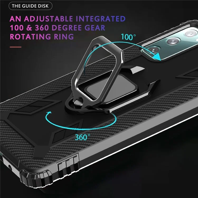 Funda de protección para Samsung Galaxy S20 FE 4G/5G/S20 Lite/S20 FE 2022 con soporte de anillo para el dedo y carcasa de TPU - Negro
