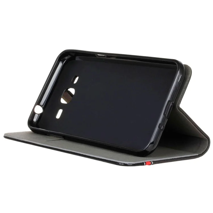 Two-color Leather Stand Case for Samsung Galaxy J3 (2016) / J3 - Black