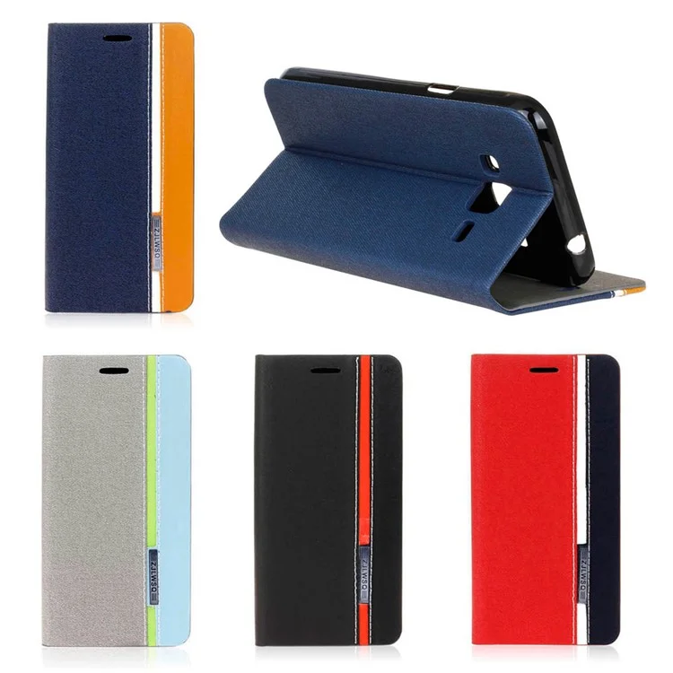 Two-color Leather Stand Case for Samsung Galaxy J3 (2016) / J3 - Black