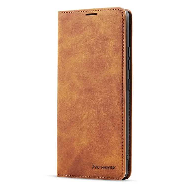 FORWENW for Samsung Galaxy A42 5G Fantasy Series Silky Touch Leather Wallet Case - Brown