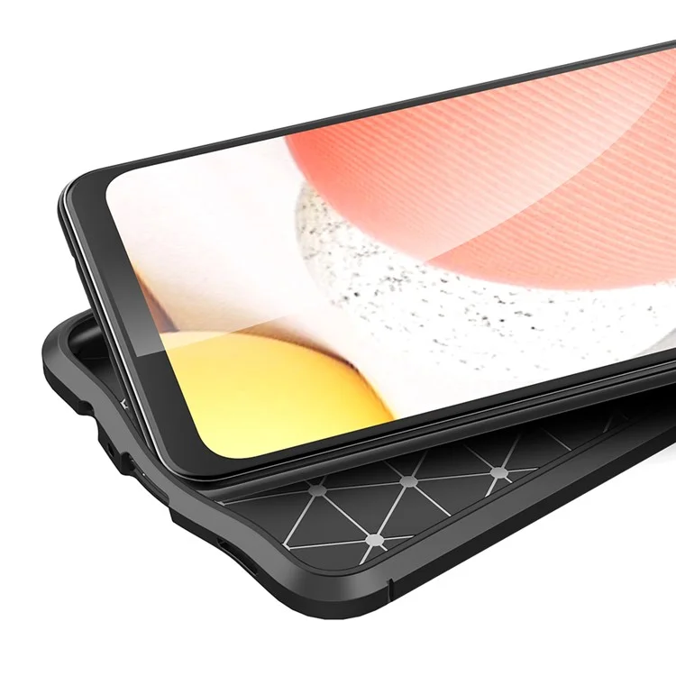 Litchi Textur Soft Shell Für Samsung Galaxy A12 TPU Back Case - Schwarz