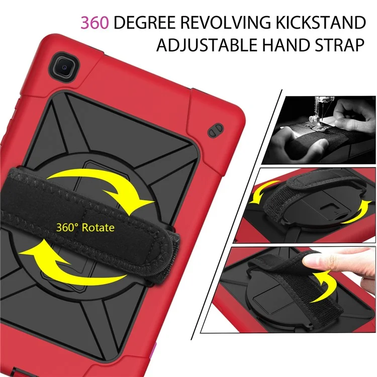 360 ° Rachat de Rotation PC + TPU Hybrid Tablet Case Avec Sangle à Main et Bandoulière Pour Samsung Galaxy Tab A7 10.4 (2020) - Rouge Noir