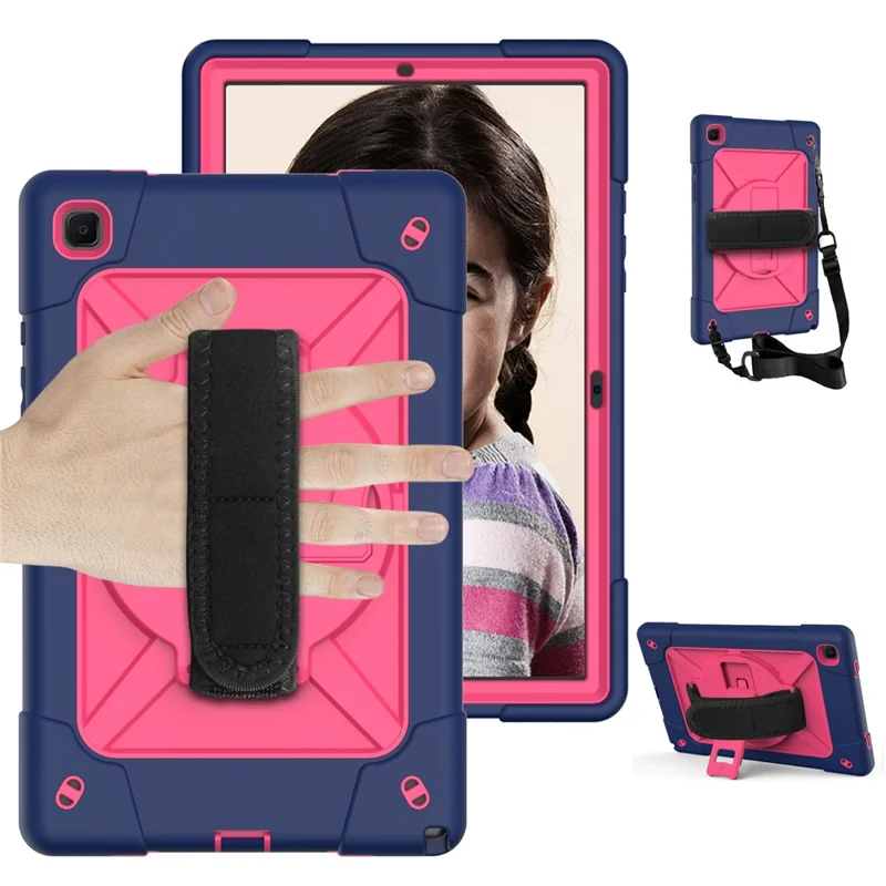 PC + TPU Hybrid Tablet Case Kickstand with Strap for Samsung Galaxy Tab A7 10.4 (2022) / (2020) - Blue / Rose
