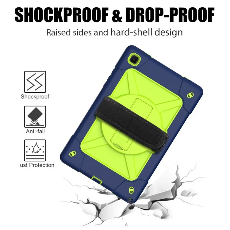 360 ° Rachat de Rotation PC + TPU Hybrid Tablet Case Avec Sangle à Main et Bandoulière Pour Samsung Galaxy Tab A7 10.4 (2020) - Bleu Vert